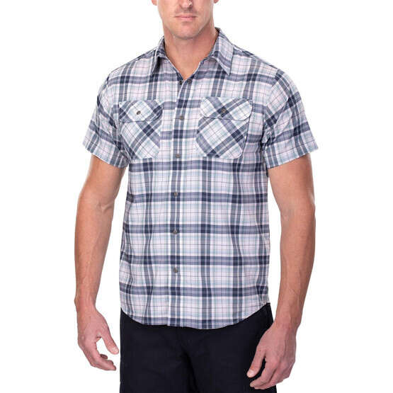Vertx Short Sleeve Guardian Shirt in indigo plaid from the front